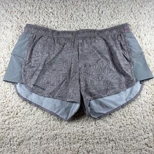 Nathan Running Shorts Women's L G Gray‎ Doodle Print Athletic Gym Workout